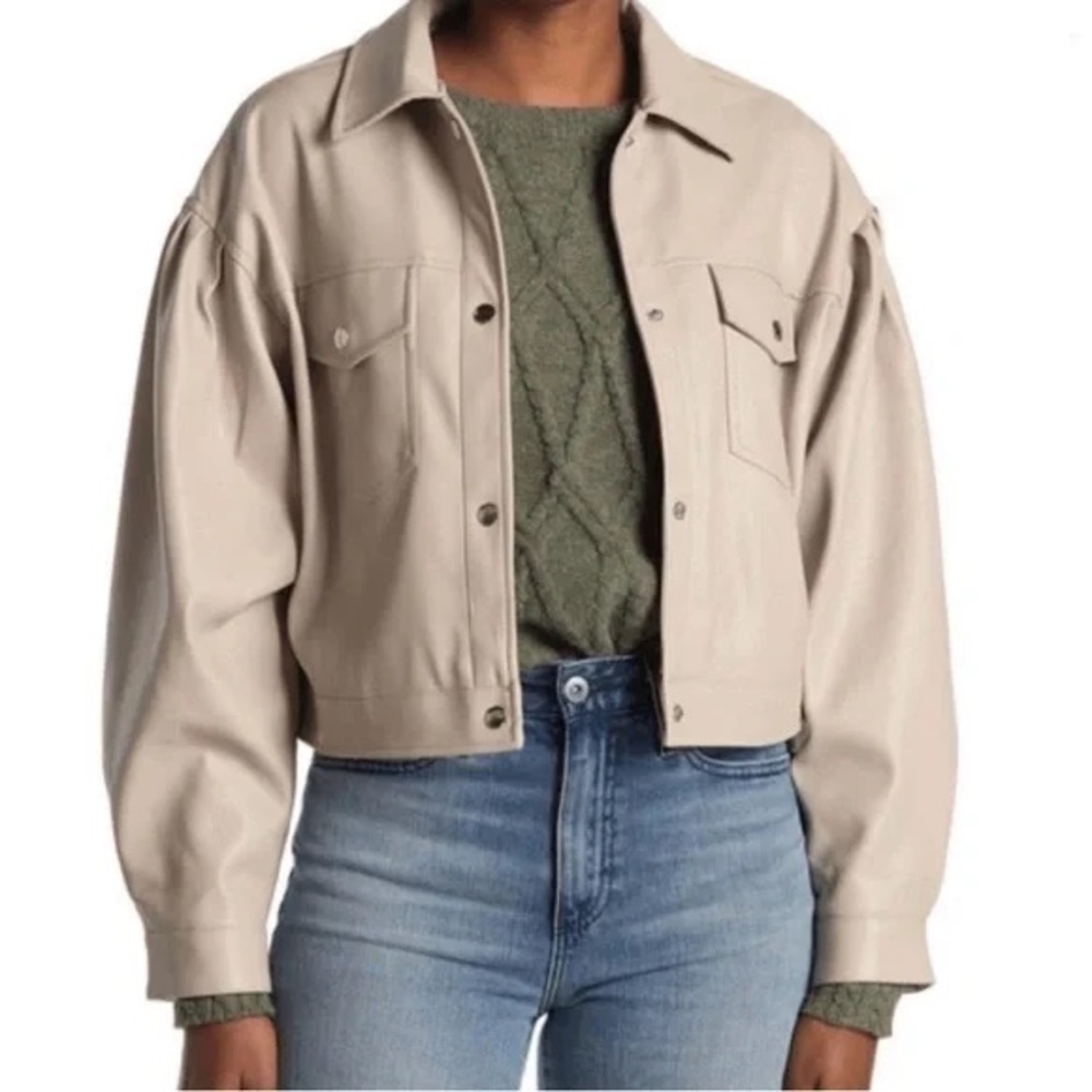 Tahari faux leather jacket